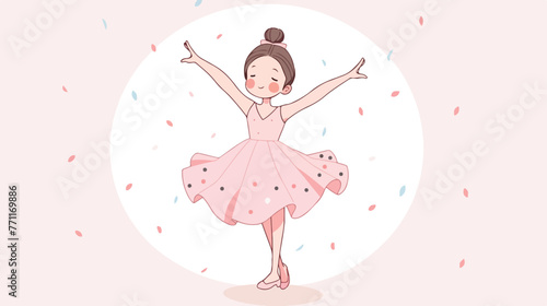 Little ballerina over dotted background vector illu