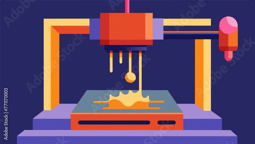 A closeup view of a 3D printer in action with layers of melted material being precisely deposited to create an intricate and complex product.