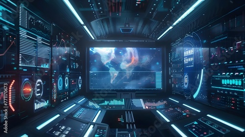 Wallpaper Mural Secure Futuristic Dashboard Displaying Live Risk Analytics within a Digital Fortress Backdrop Torontodigital.ca