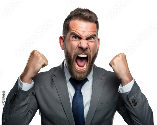 Business man with emotions and gesture transparent background