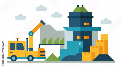 In the next image we see a large machine with advanced technology shredding and breaking down the waste into smaller pieces to be used in the