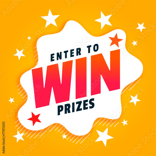 enter the lucky draw and win prizes yellow background design