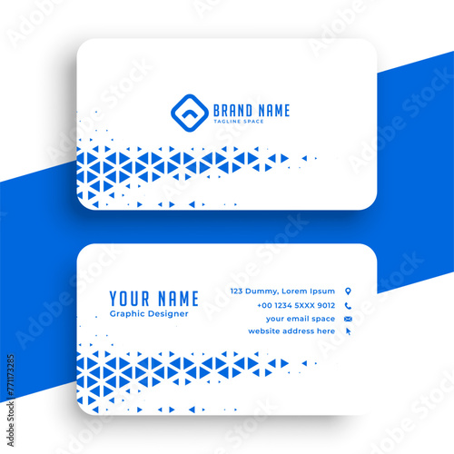 Elegant blue and white business visiting card template