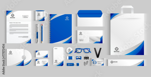 white and blue professional business stationery template in collection © starlineart