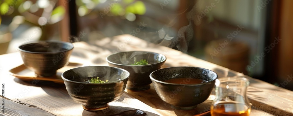 A tranquil morning set for making dashi A tranquil morning set for making dashi