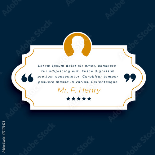inspiration for testimonial quotation or review frame design