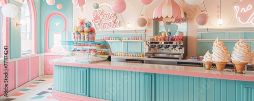 An ice cream bar reminiscent of a vintage soda shop