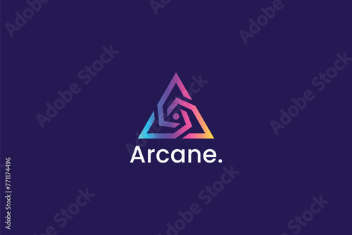 Logo Triangle Technology Artificial Intelligence Digital Connection Futuristic Network