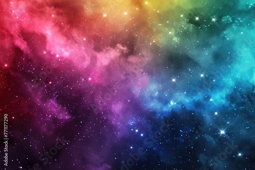 Splendid outer space scenes with rainbow