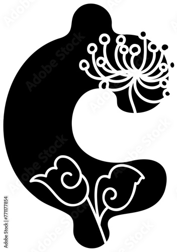 Cents fill alphabet letter handwritten font with flower decorative blossom nature
