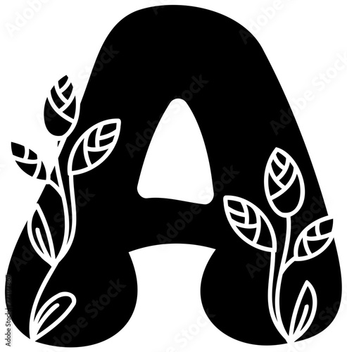 A uppercase fill alphabet letter handwritten font with flower decorative blossom nature