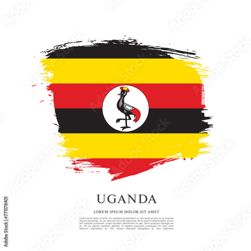Flag of Uganda  brush stroke background