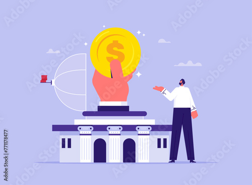 Policy to help citizen during recession, fiscal and money stimulus concept, governmental business support in conditions of economic stagnation or economic activity decline