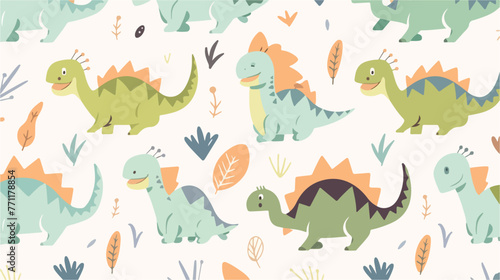 Seamless pattern dinosaur for kids textile or fabri photo