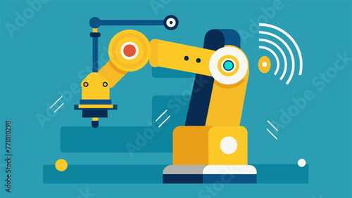 A closeup of a robotic arm with intricate and precise movements guided by data and commands transmitted through 5G connectivity. This
