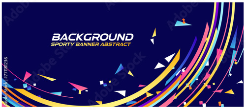 Abstract sport banner background colorful with geometric particles fun, round techno gradient modern stripessporty banner abstract [Converted]