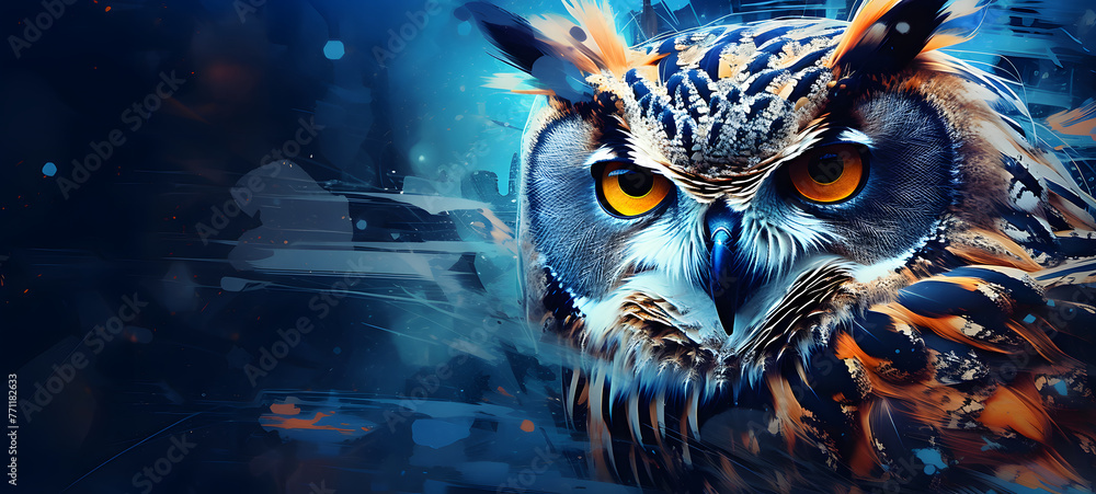 Abstract modern art collage portrait of owl, ai generative Abstract modern art collage portrait of owl, ai generative