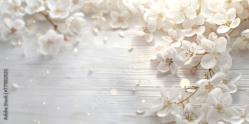 Generative AI Image of Empty Wedding Invitation Background with Luxurious White Flowers Decoration © muhammadjunaidkharal