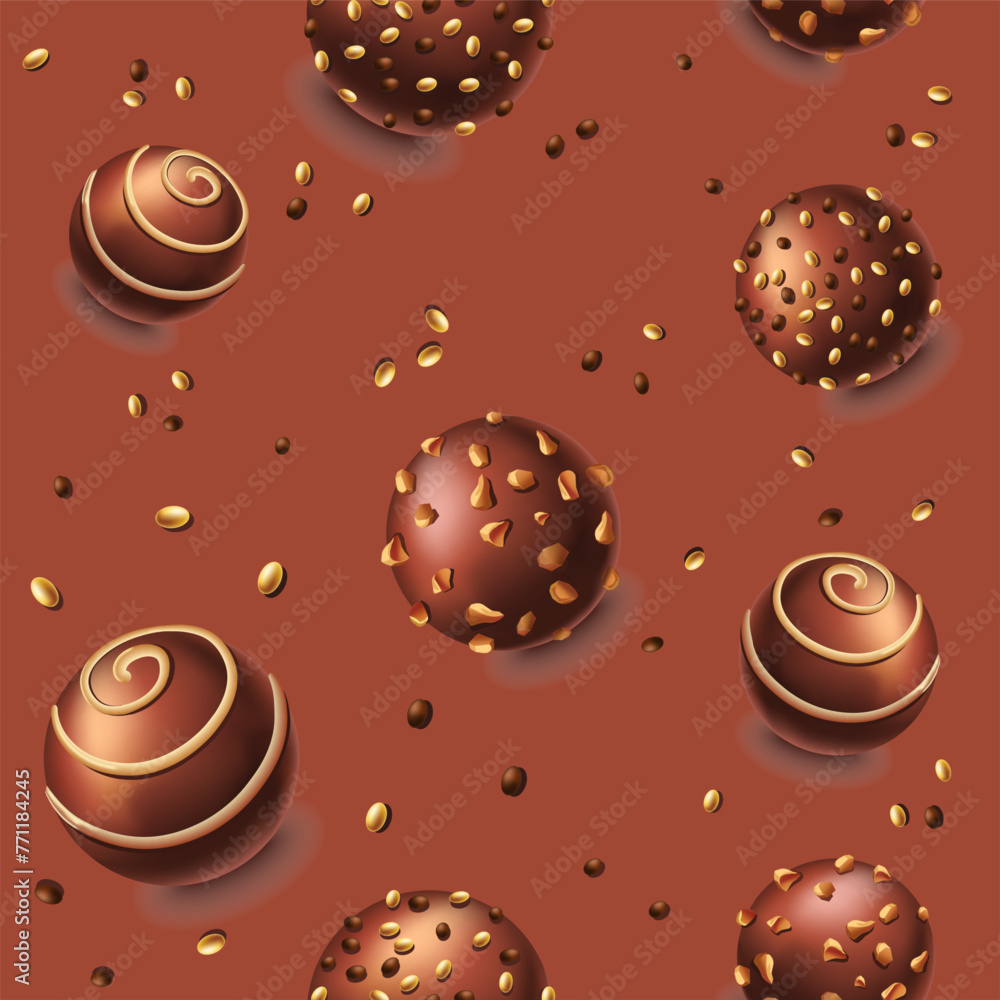 Dessert and sweets, chocolate candies with cream Dessert and sweets, chocolate candies with cream