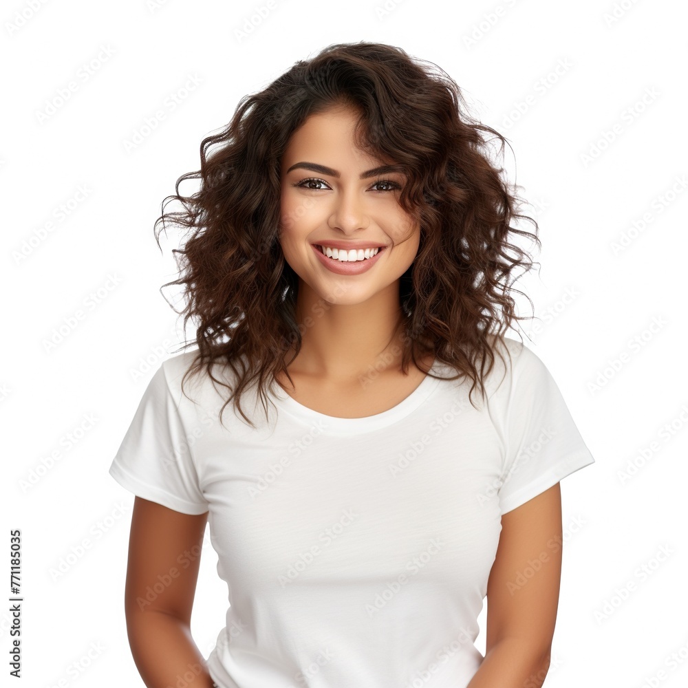 Portrait of an attractive woman wearing White t , Portrait of an attractive woman wearing White t ,