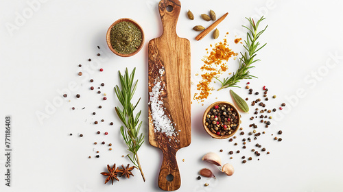 Homemade Gourmet Culinary Composition: Rustic Wooden Board with Fresh Ingredients on Table, Chef's Recipe for Healthy Meal Preparation in Focused Lighting, Gastronomic Cuisine Concept