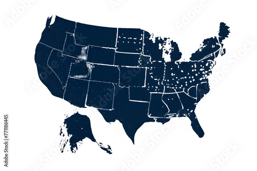 US map vector outline icon isolated on transparent background, high quality linear US map