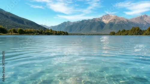 lake in the mountains, seamless looping 4k animation video background 