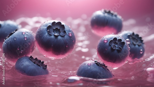 blueberries on a pink background