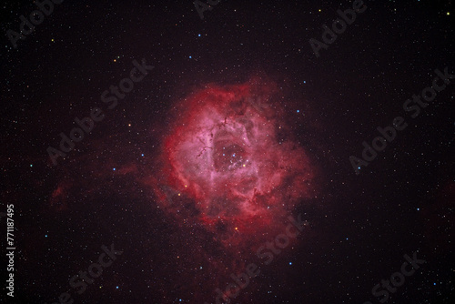 Astrophotography of the Rosette Nebula, also recognized as Caldwell 49. photo