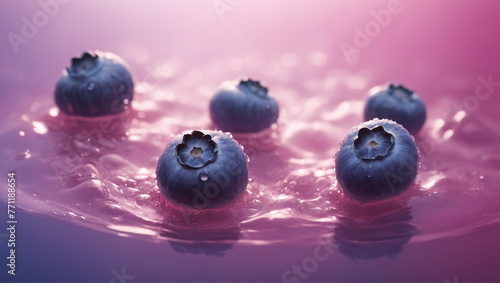 blueberries on a pink background