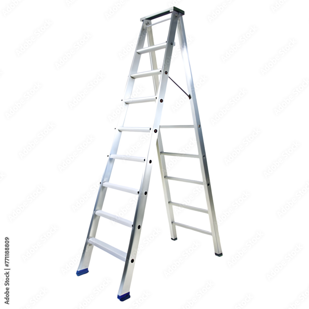 metal ladder in front and side view isolated on white background metal ladder in front and side view isolated on white background
