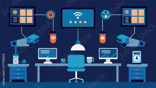 A room lined with security cameras and surveillance equipment serves as the nerve center for monitoring and safeguarding sensitive data.