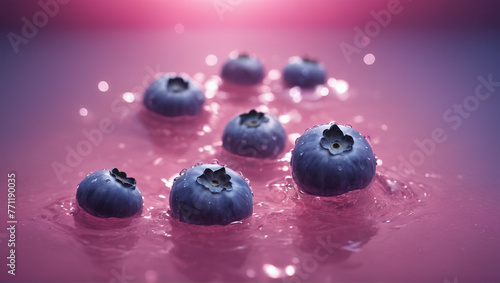 blueberries on a pink background
