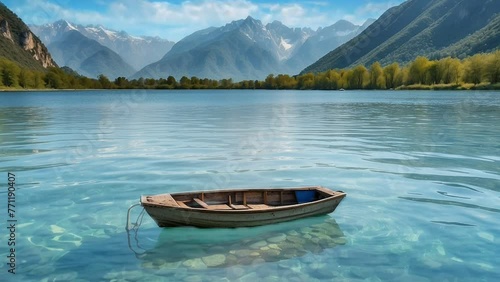 boat on the lake, seamless looping 4k animation video background  photo