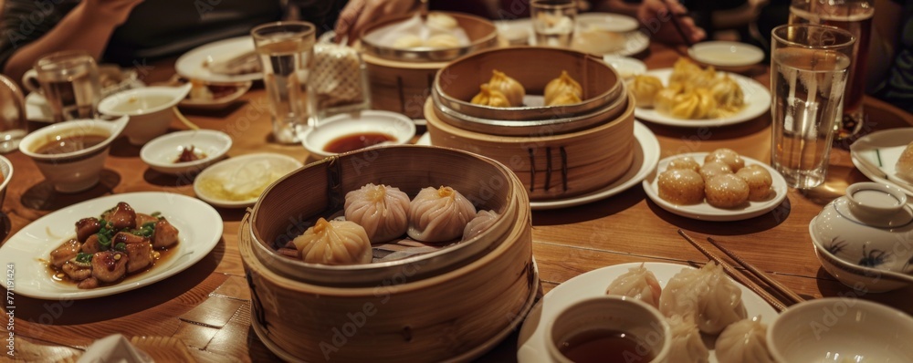 The intimate setting of a dim sum meal