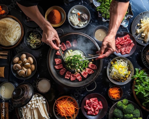 The ritual of sukiyaki where each ingredient is added with intention