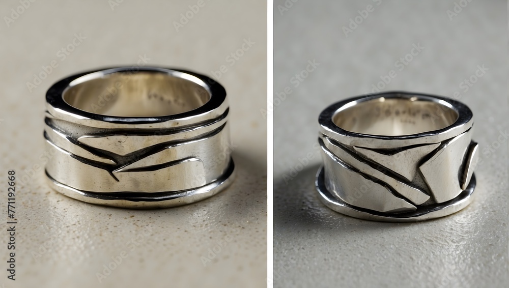An avant-garde ring crafted from recycled silver, featuring an asymmetrical design that challenges traditional aesthetics Generative AI An avant-garde ring crafted from recycled silver, featuring an asymmetrical design that challenges traditional aesthetics Generative AI