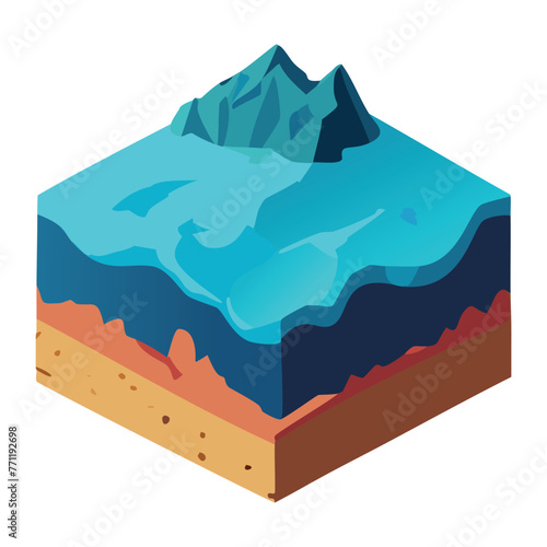 Isometric ocean and earth graphic