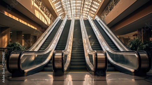 escalator inside the mall 8k photography, ultra HD photo