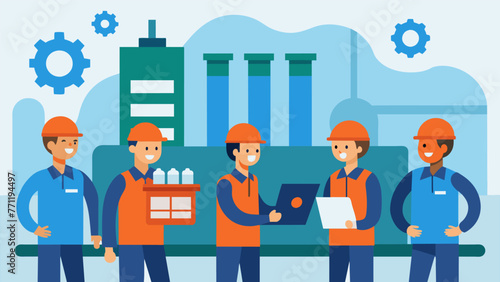 An image of a quality control team in a reshored factory conducting a thorough inspection of a product highlighting the increased focus on
