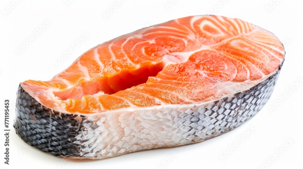 salmon, trout, steak, slice of fresh raw fish, isolated on white background, clipping path, full depth of field salmon, trout, steak, slice of fresh raw fish, isolated on white background, clipping path, full depth of field