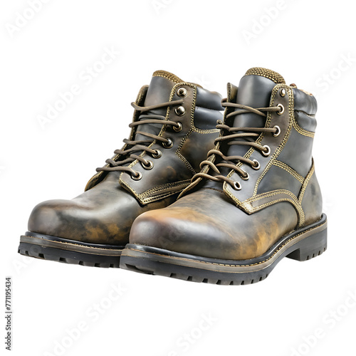 hiking boots isolated on white background with clipping path and shadow