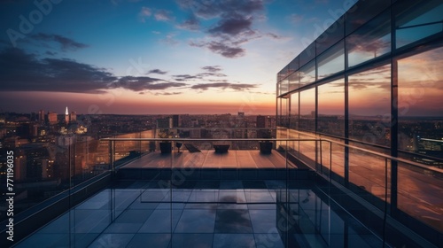 glass wall on the roof top 8k photography  ultra HD
