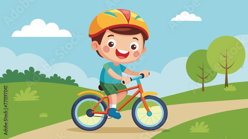 happy cute kid boy riding bike smile happy cute k