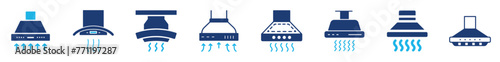 Extractor hood icon set. Range hood symbol. Flat vector icons set.