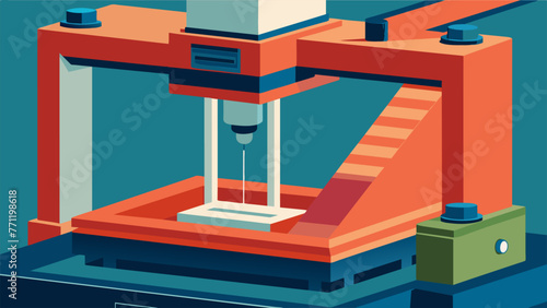 A detailed closeup of a 3D printer in action with layers of material being carefully deposited to create a complex and intricate object. This