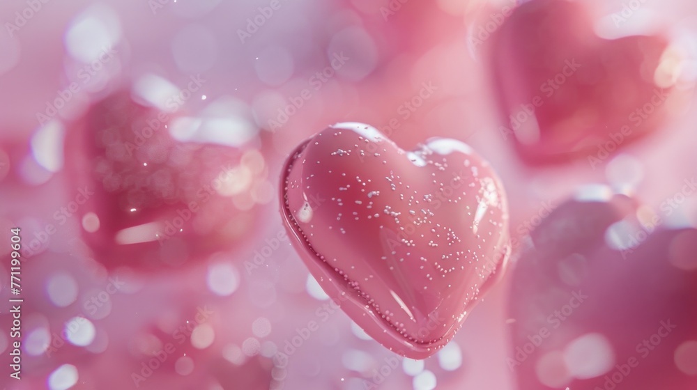 Whimsical Pastel Hearts. 3D hearts float on a sugary pink background, Valentine's Day with sweetness and charm. Whimsical Pastel Hearts. 3D hearts float on a sugary pink background, Valentine's Day with sweetness and charm.