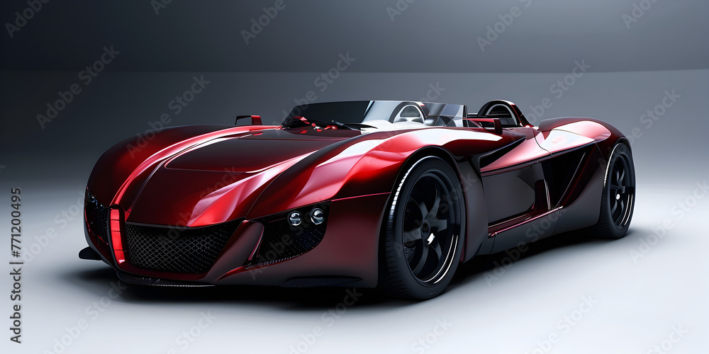 Sports car high speed car futuristic car. A close up of a futuristic car in a parking garage..