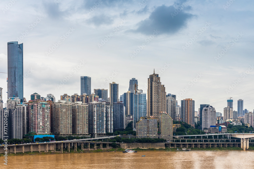 Obraz premium A city lined with skyscrapers, Chongqing, China