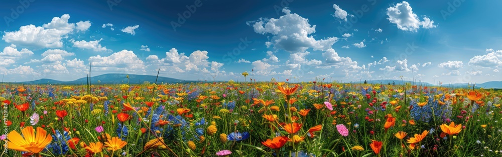 Wildflower Meadow Panorama with Blumenwiese Background